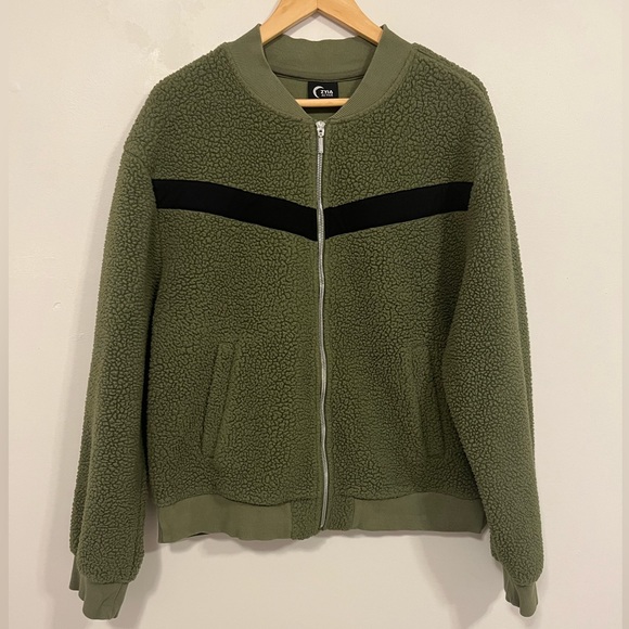 Zyia Active Flying V High Pile Fleece Bomber Jacket XL - Picture 6 of 15
